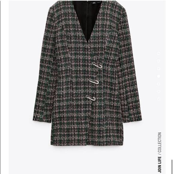 Zara Tweed Blazer Dress Size Large - Picture 10 of 12